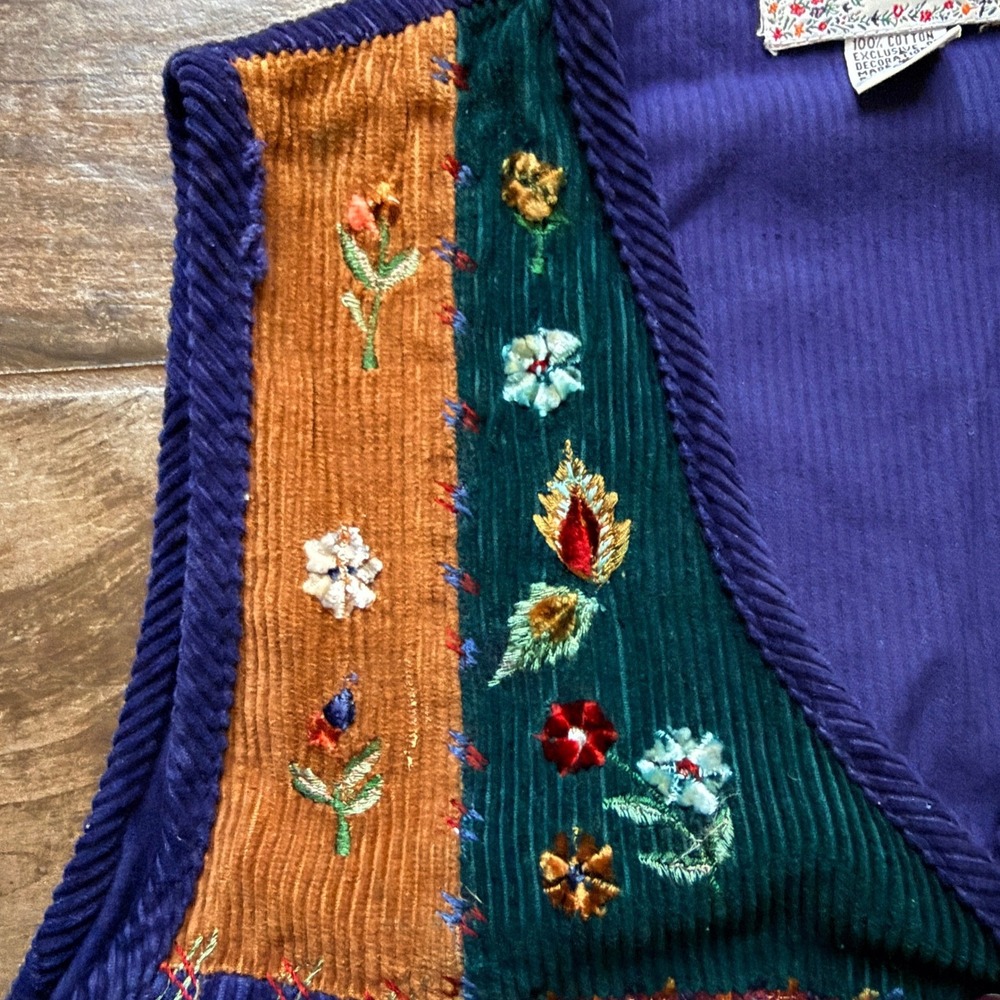 New Directions Women VTG Cottagecore Floral Patchwork Corduroy Vest,Multicolor,S - Picture 3 of 10